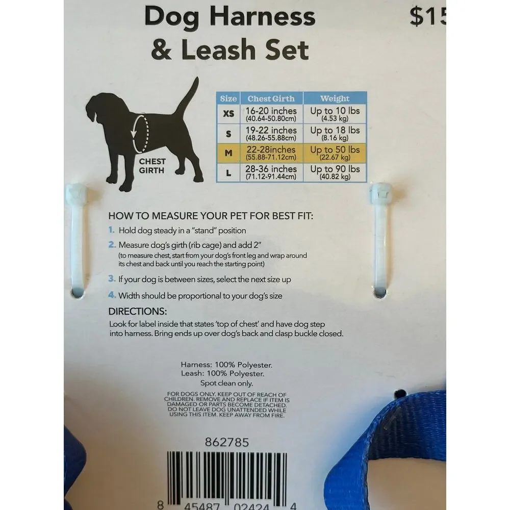 NWT‎ Buttons & Bones Celebrations Dog Harness & Leash Set Medium